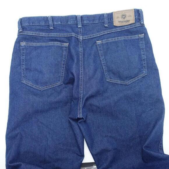 Wrangler Jeans Men's 36 X 32 Navy Blue Dark Wash Denim Regular Fit Straight Leg - Picture 6 of 9